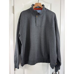 Orvis Charcoal Gray 1/4 Zip Snap Pullover Sweatshirt Cotton Polyester Men's XL